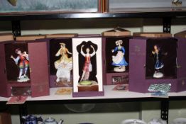 Five Royal Doulton limited edition figures of Dancers, Kurdish HN2867, Scottish Highland HN2436,