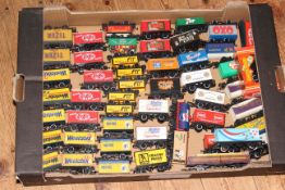Box of model railway advertising rolling stock.