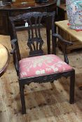 19th Century carved mahogany Chippendale style elbow chair.