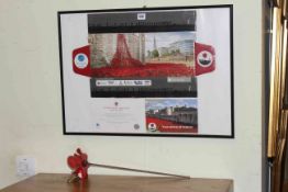 Paul Cummins, Blood Swept Lands and Seas of Red ceramic poppy with framed related ephemera.