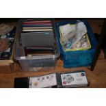 Two large boxes of stamps, albums, first day covers, etc.