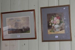 J. Atkinson, Farmer & Shire Horses Working the Field, watercolour, signed lower left, 22.