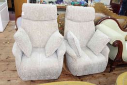 Pair little used swivel reclining armchairs.