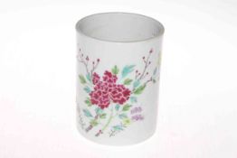 Chinese famille rose brush washer with insect and flower decoration, 13.5cm.