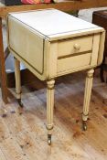 Holland & Sons 19th Century painted drop leaf pot cupboard on reeded legs,
