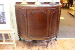 Early 20th Century mahogany bow front side cabinet on cabriole legs, 120cm by 123cm by 45cm.