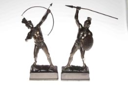 Two spelter Roman Warrior figures, 41cm high.