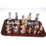 Collection of seventeen Copenhagen and Royal Copenhagen figures including Snow White,