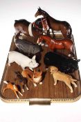 Beswick collection including Aberdeen Angus bull, Shire Horse, Pigs, Corgi (ten pieces).