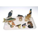 Beswick collection including Trout 1246, tall Duck 902, Kingfisher 2371, etc (eight pieces).