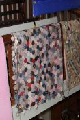 Antique English paper pierced hexagonal pattern quilt 2.36 by 2.15.