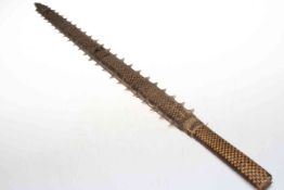 Oceanic Gilbert Island shark tooth sword, 81cm length.