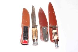 Four bone handled knives including J. Nowill, Sheffield.