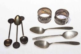 Pair Chinese silver napkin rings, Shanghai Police and other spoons (8).