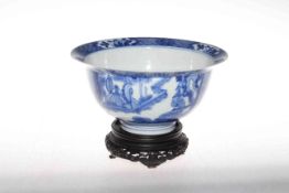 Chinese blue and white bowl with continuous figure decoration, six character mark, 20cm diameter,