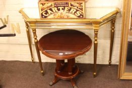 Mirrored and gilt breakfront console table and circular shaped top occasional table (2).