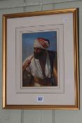 Frederick Goodall, Middle Eastern portrait study, watercolour, monogrammed and dated 80 lower right,