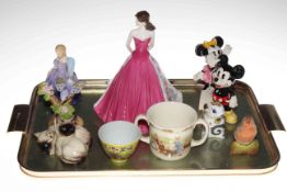 Large Coalport 'My Sweetheart' figure, Doulton 'Marie' figures, pair Mickey and Mini Mouse figures,