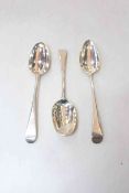 Three George III silver Old English pattern tablespoons.