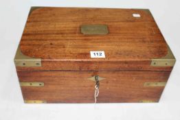 Victorian mahogany and brass bound writing slope with secret drawer.