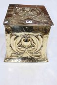 Brass Art Nouveau coal box, 32cm high.