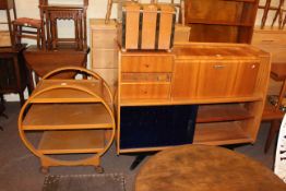 Glendale vintage walnut cocktail sideboard, Deco style three tier trolley,