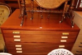 1960's/70's nine drawer plan chest, 89cm by 115.5cm by 88cm.