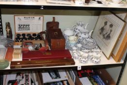 Royal Doulton Yorktown teawares, leather case, Robur, watch parts, slide ruler, brass horse head,