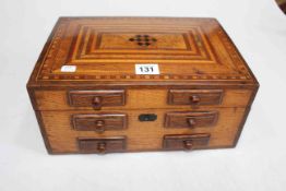 Victorian inlaid mahogany writing box with four dummy and two drawers to the front.