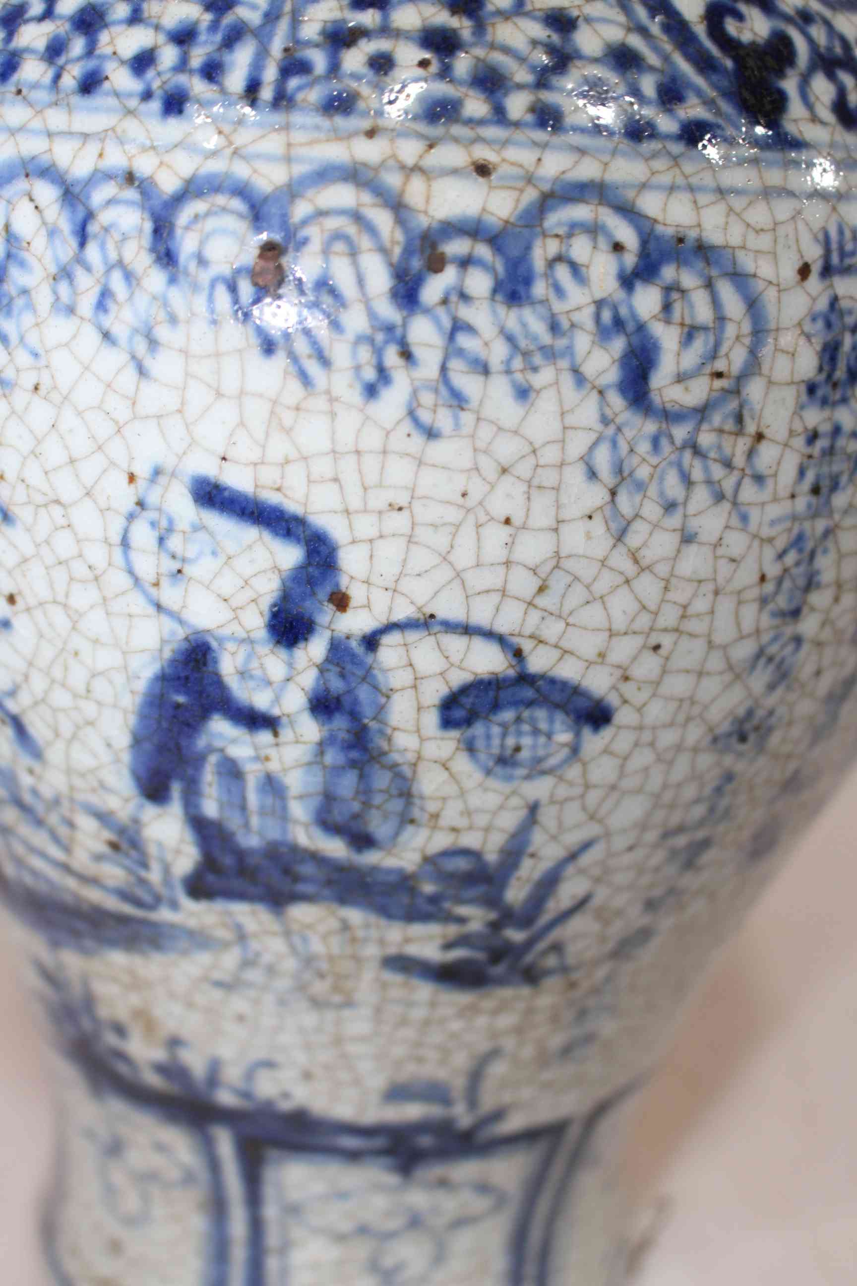 Chinese crackle glaze blue and white baluster vase, 40cm high. - Image 3 of 5