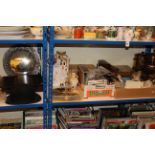 Canteen of cutlery, bowler hat, pewter framed mirror, horse brass and other brass,