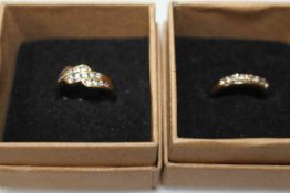9 carat gold seven stone diamond ring, and 9 carat gold cubic zirconia ring (2).