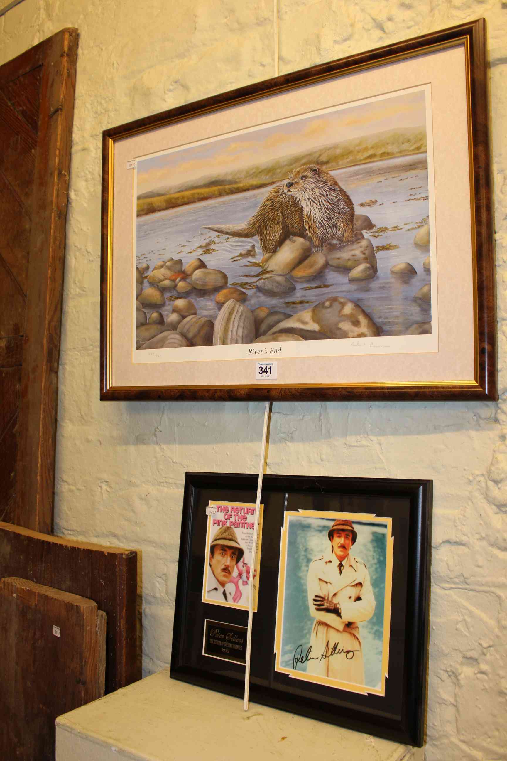 Peter Sellers, Pink Panther, framed film memorabilia and Rivers End limited edition print (2).