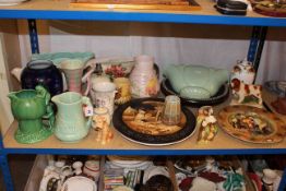 Sylvac, Bretby and other vases and jugs, Bretby, Beswick and pottery plaques,