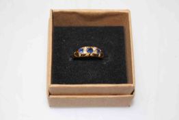 Edwardian sapphire and diamond 18 carat gold ring, Birmingham 1905, size M/N.