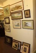 Collection of twenty three various paintings and prints including signed watercolours.