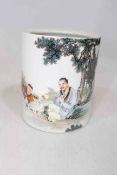 Chinese figure decorated brush pot, 14cm.