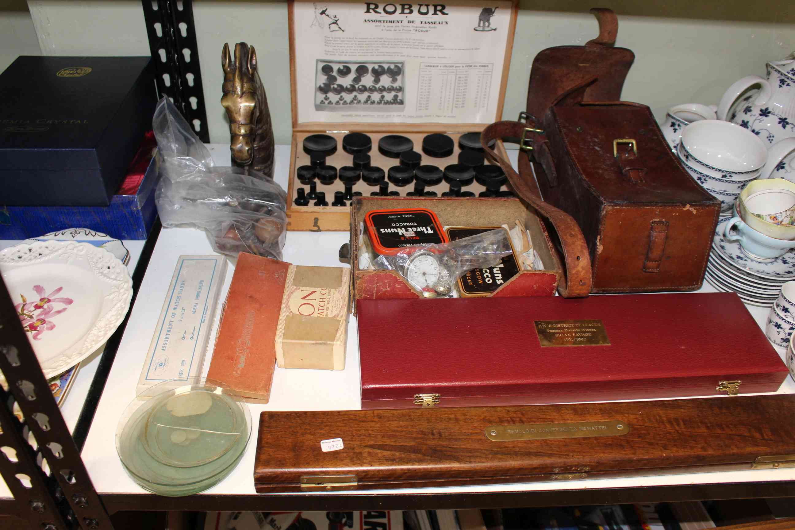 Royal Doulton Yorktown teawares, leather case, Robur, watch parts, slide ruler, brass horse head, - Image 3 of 3