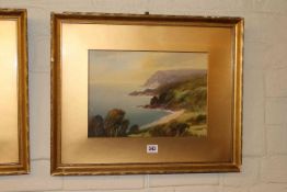 Shapland, Coastal Scene, watercolour, signed lower left, 24cm by 34cm, in gilt glazed frame.