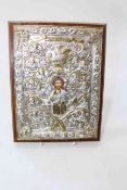 Russian silver icon, 27cm by 20cm.