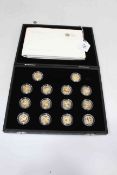 Royal Mint 25th Anniversary collection of 14 silver proof 2008 £1 coins,