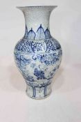 Chinese crackle glaze blue and white baluster vase, 40cm high.