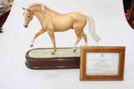 Royal Worcester limited edition Palomino horse on stand with COA.