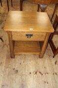 Oak Arts & Crafts style single drawer lamp table, 60cm by 56cm by 44cm.