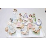 Collection of eight Royal Worcester limited edition figures including Old Country Ways,