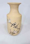 Chinese stoneware vase with bird and blossom decoration, 34.5cm.