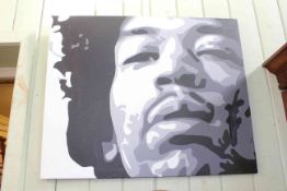Contemporary oil of Jimi Hendrix, 75.5cm by 93cm.