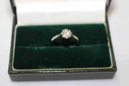 Good solitaire diamond and platinum ring,