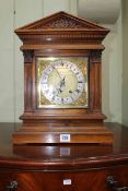 Victorian bracket mantel clock with quarter chimer, 42cm high.