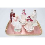 Collection of five Royal Worcester, mostly limited edition figures, QEII x 2,